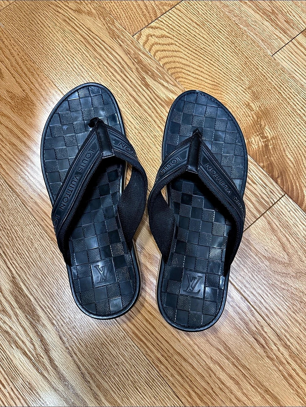 Louis Vuitton LV Sunset Thong Checkered Black Sandals